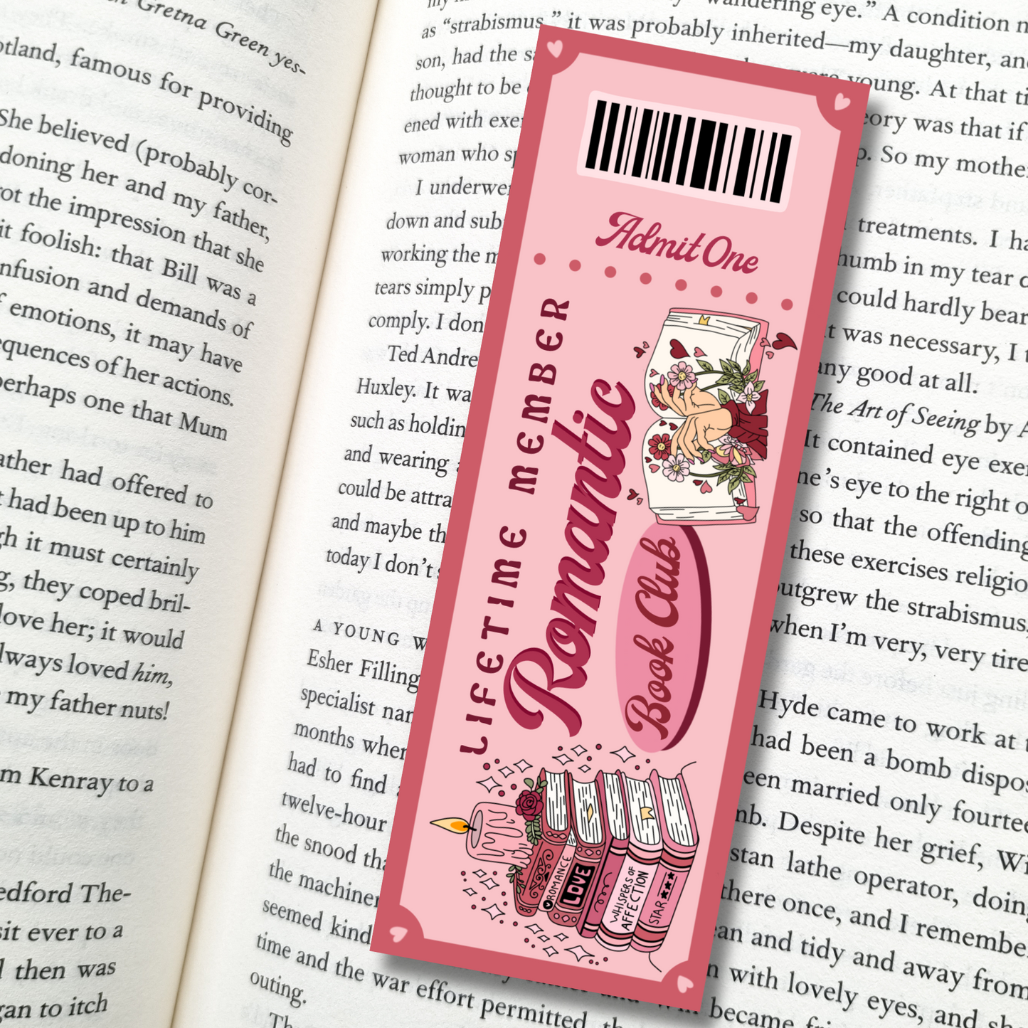 Romantic Book Club| Admit One| Bookmark
