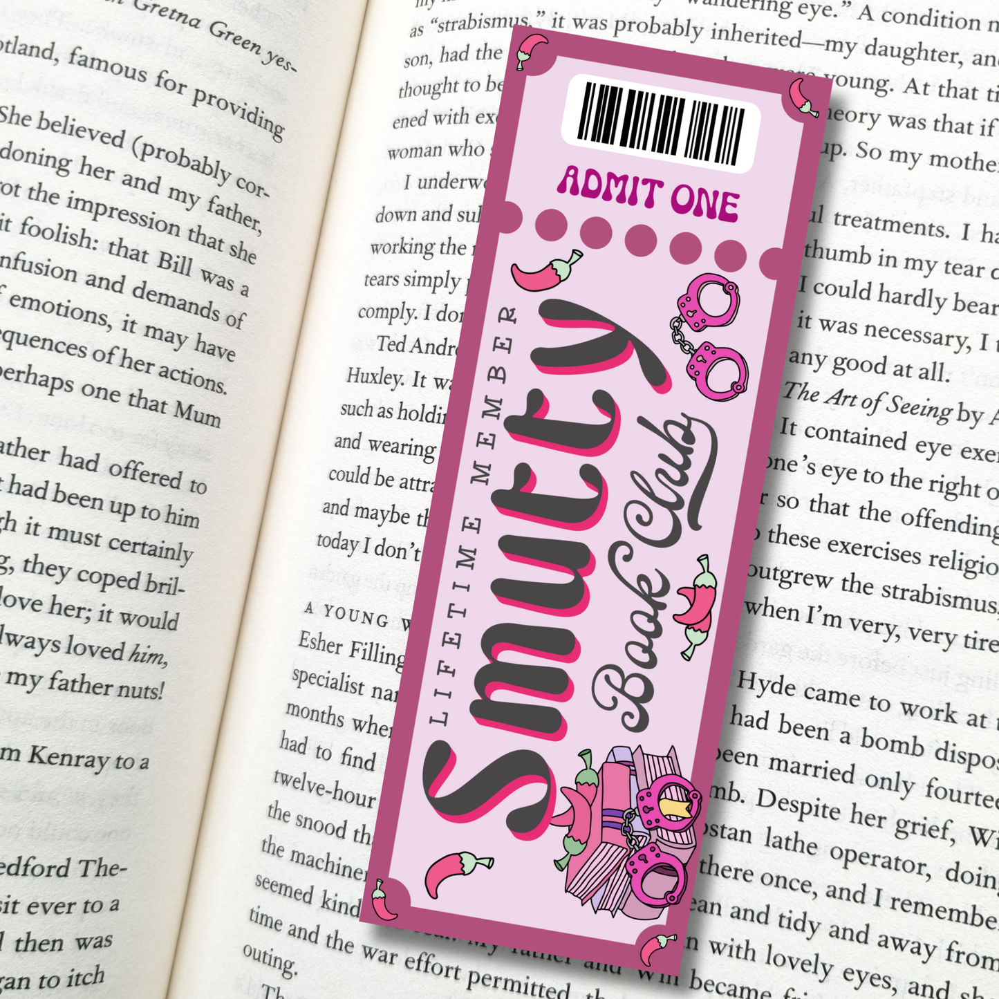 Smutty Book Club| Admit One| Dark Mauve| Bookmark