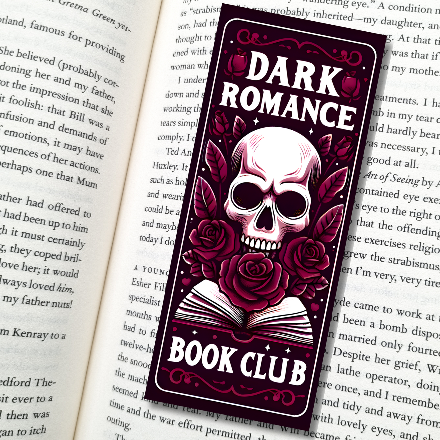 Dark Romance Book Club| Skull & Roses| Bookmark