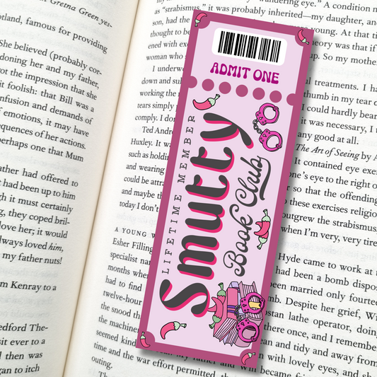 Smutty Book Club| Admit One| Dark Mauve| Bookmark