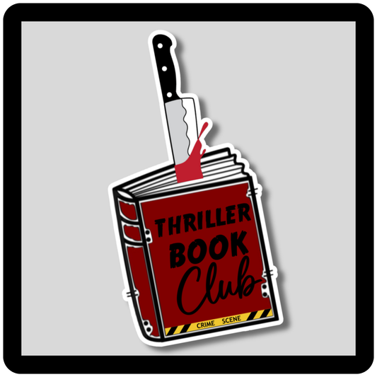 Thriller Book Club with Knife Sticking Out Sticker